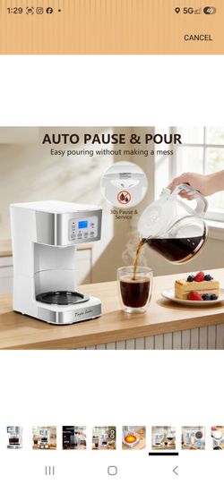 Taylor Swoden 12-Cup Programmable Coffee Maker, White & Stainless Steel