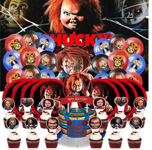 Chucky Party Decor Plates Cake Topper Balloons Supplies Decorations Tableware...