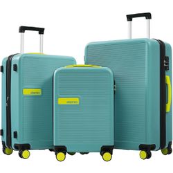 Merax Luggage Sets 3 Piece with TSA Lock Light Weight Hardside Expandable Spinner Suitcase Set, Teal Blue