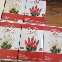 Boxes Of RED AND WHITE CHRISTMAS LIGHTS New In Box