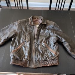Vintage Men’s Luis Alvear Leather Bomber Jacket