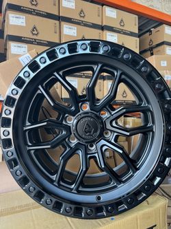 18” Arena Hustle matte black gloss black lip 6x135