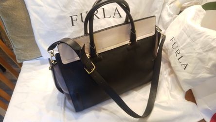 Furla Black & Tri-Color Leather Hand Bag