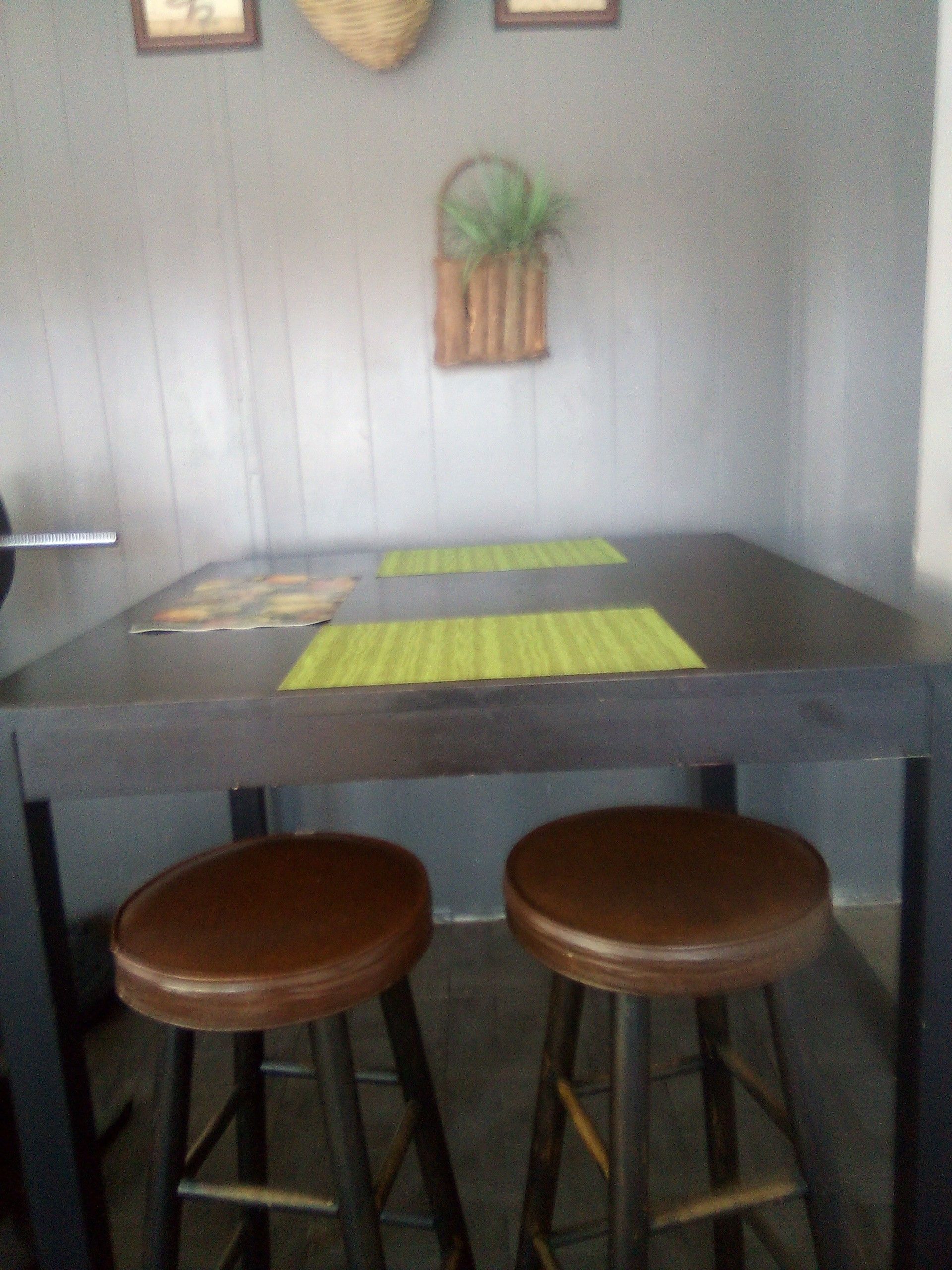 Ikea Tall Kitchen Table w 2 Bar stools
