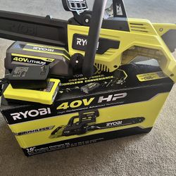 Ryobi 16” Brushless Chainsaw With Battery And Charger
