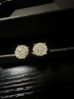 925 Silver & VVS1 Round Cut Diamond Earrings