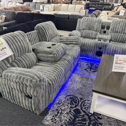 Recliner Sofa & Loveseat w/Bluetooth Speaker