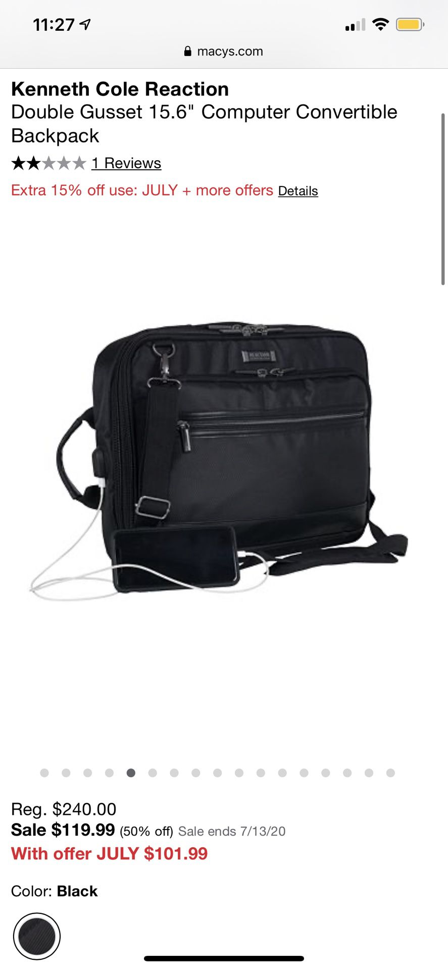 Kenneth Cole Reaction Convertible Laptop Case and Backpack