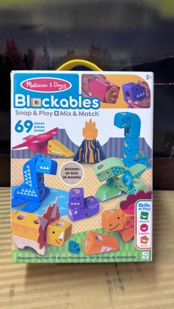 Melissa & Doug Blockables Dinosaur Wooden Building Block Toy Set