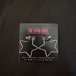 Silver Star Hoop Earrings 