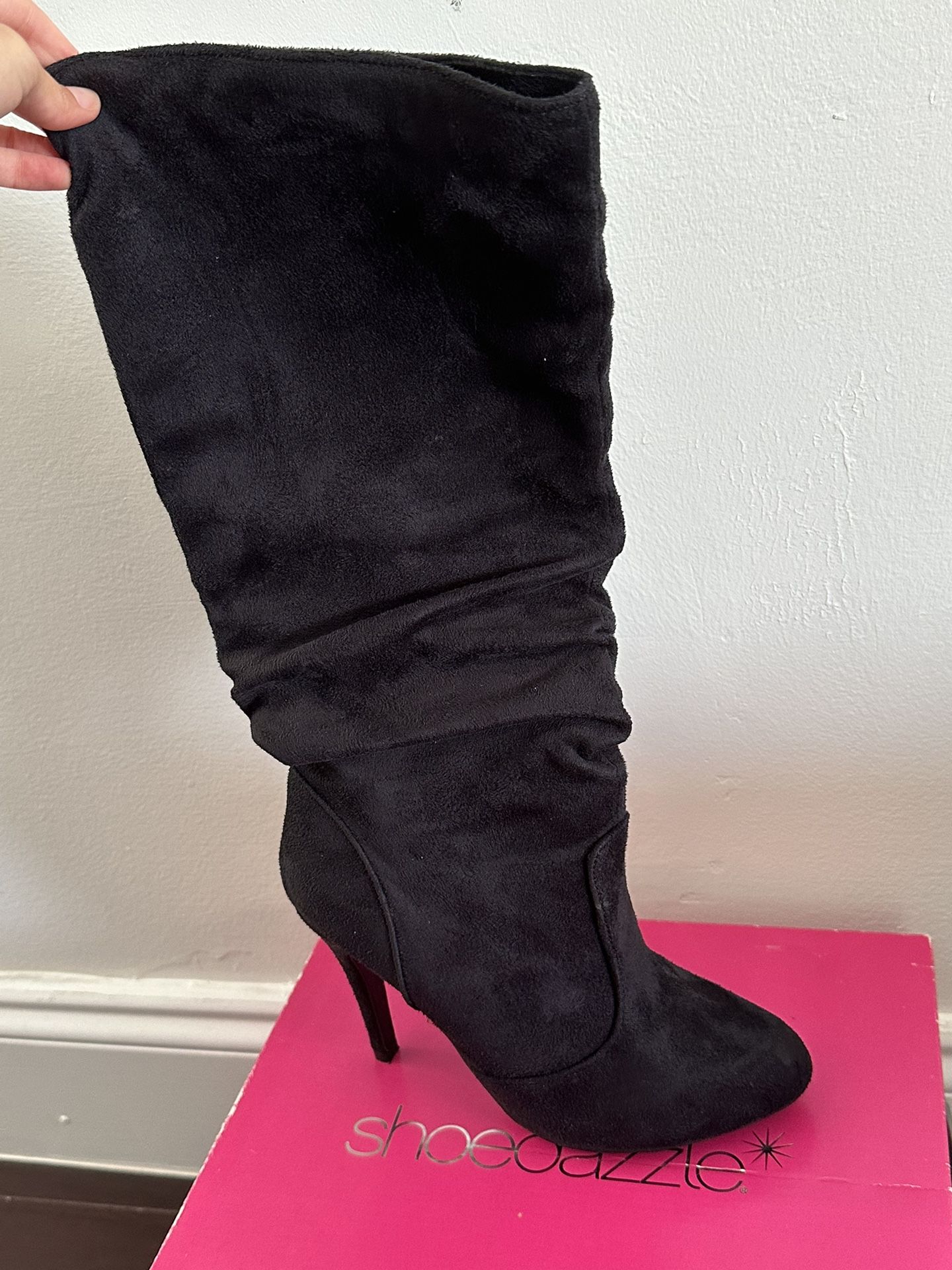 Shoedazzle Black Heel High Boots