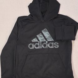 Adidas Hoodie Boys Large 14-16 Long Sleeve Pullover Sweater Casual Black