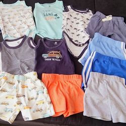 9 Bodysuits And 8 Shorts 6/9 Month Boy