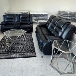 VACHERIE BLACK RECLINING LIVING ROOM SET