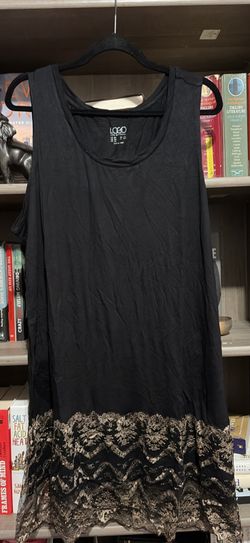 Lori Goldstein Black Sleeveless Lace Hem Tunic