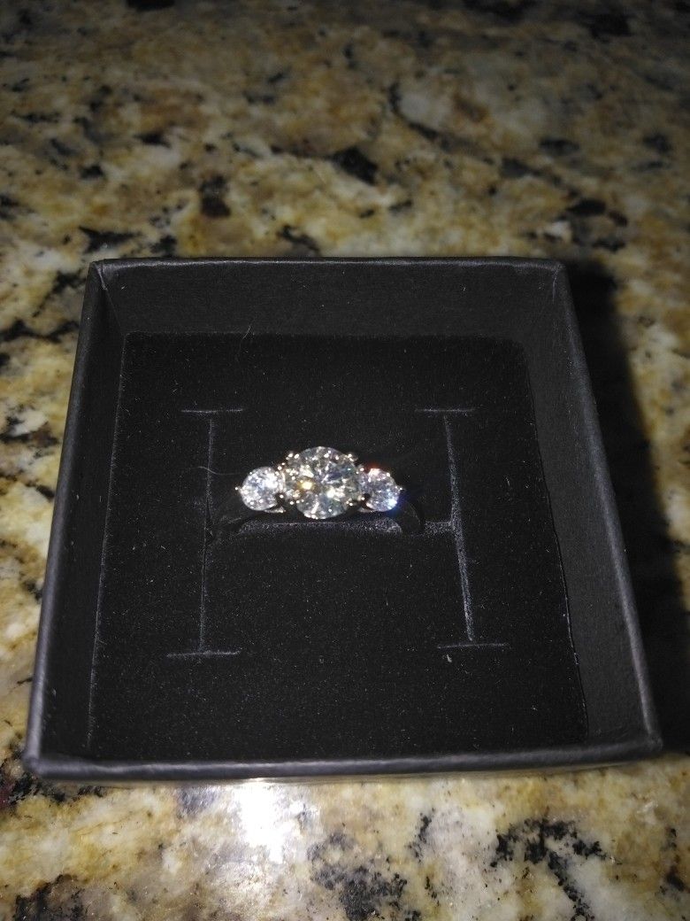 Sterling Sliver Moissanite Engagement Ring Size 7