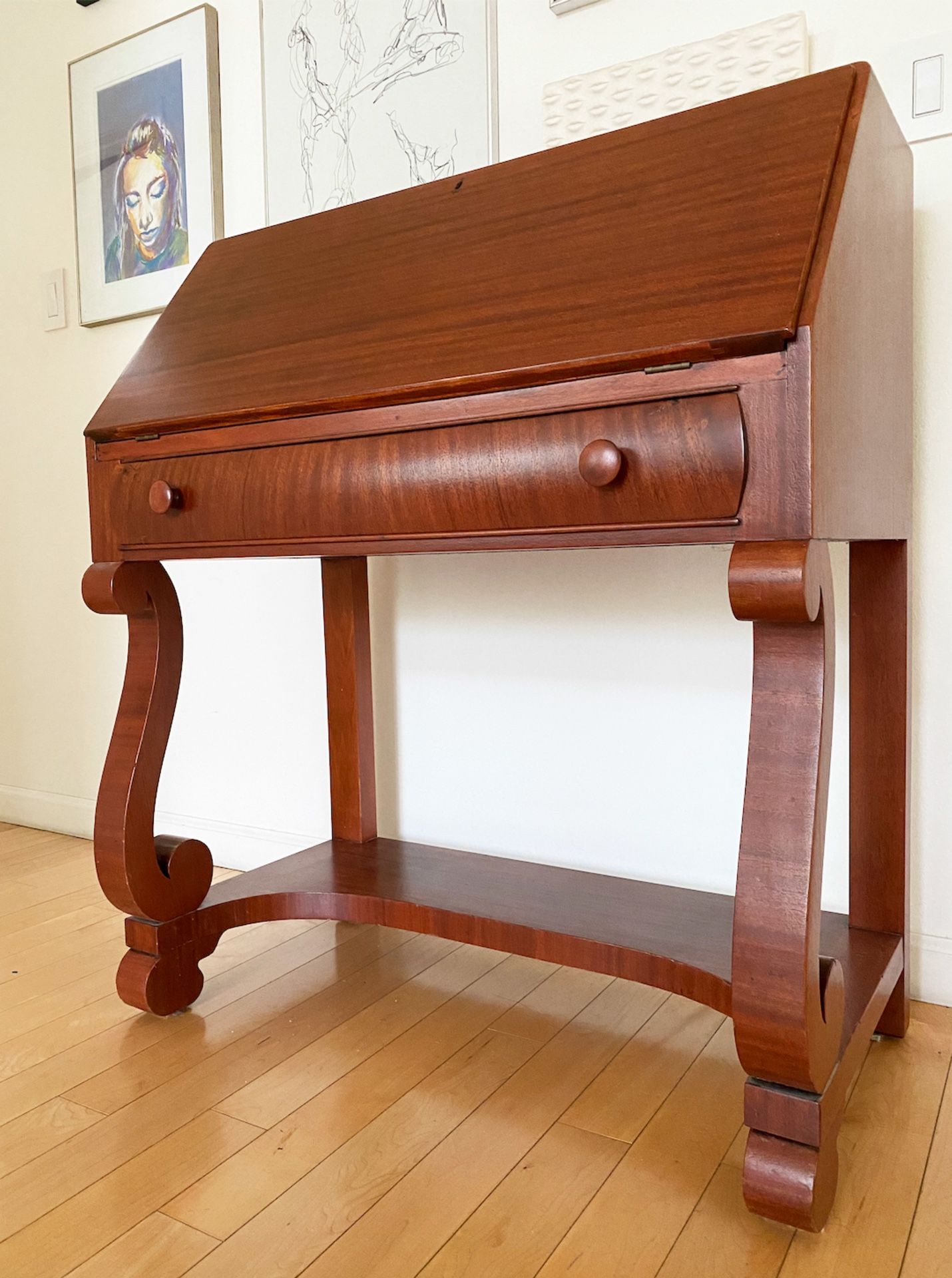 Stunning Walnut Secretary Drop Leaf Desk