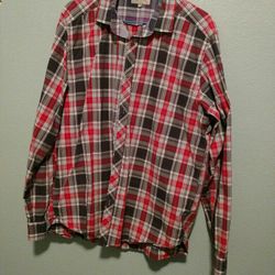 Ted Baker Men's Shirt Button Up Red Plaid