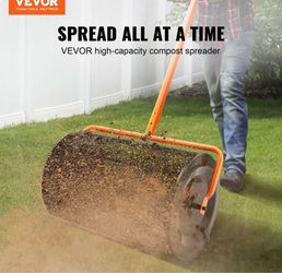 VEVOR Compost Spreader, 24.4-25.6" Height Adjustable Handle, 24" Wide, Lawn and Garden Peat Moss Roller with Side Latches,
