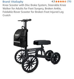 New knee scooter with disc brake system