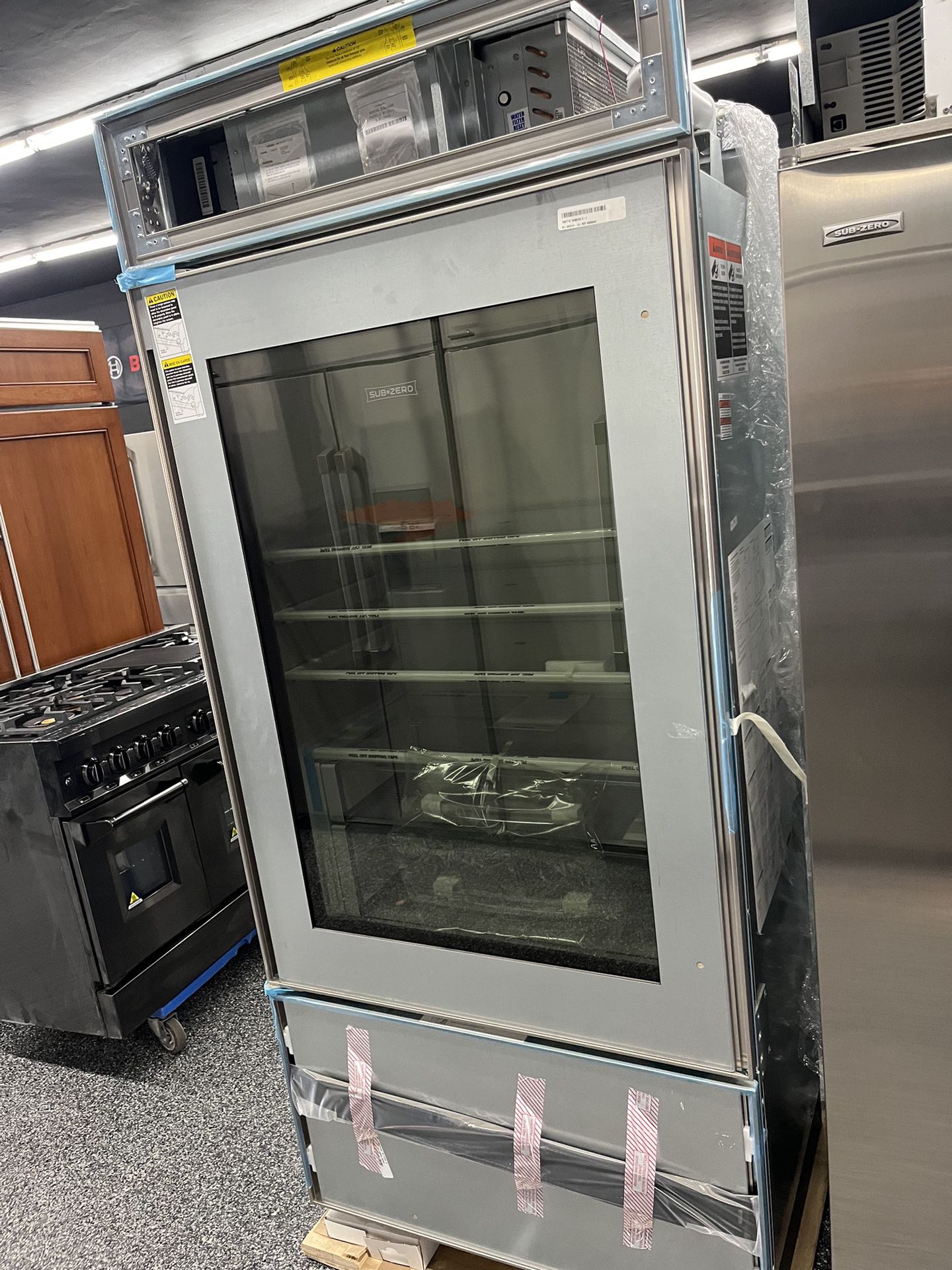 Sub Zero Panel Ready Built In 36” Bottom Freezer Fridge With Glass Door