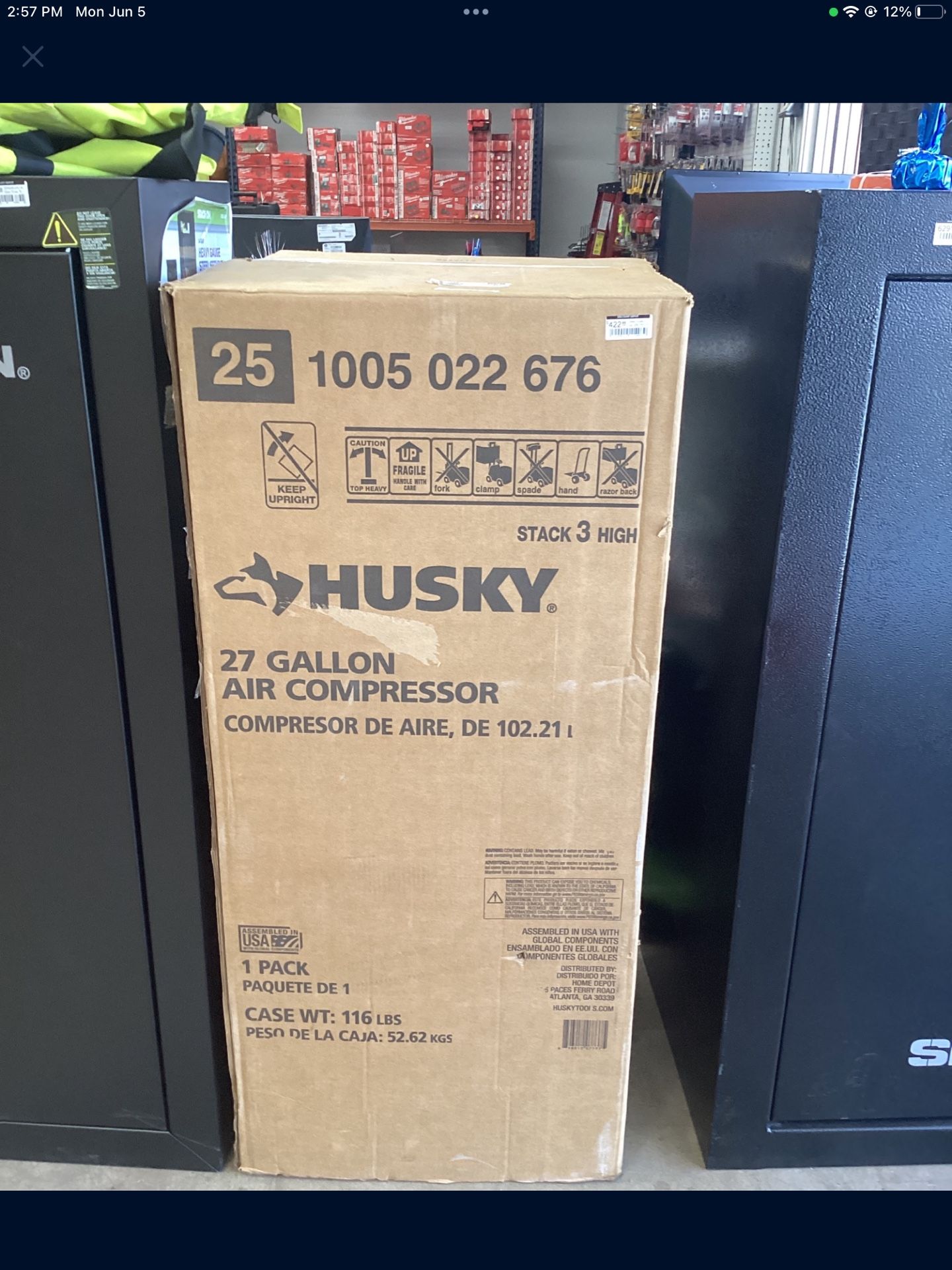 Husky 27 Gal. 200 PSI Oil Free Portable Vertical Electric Air Compressor