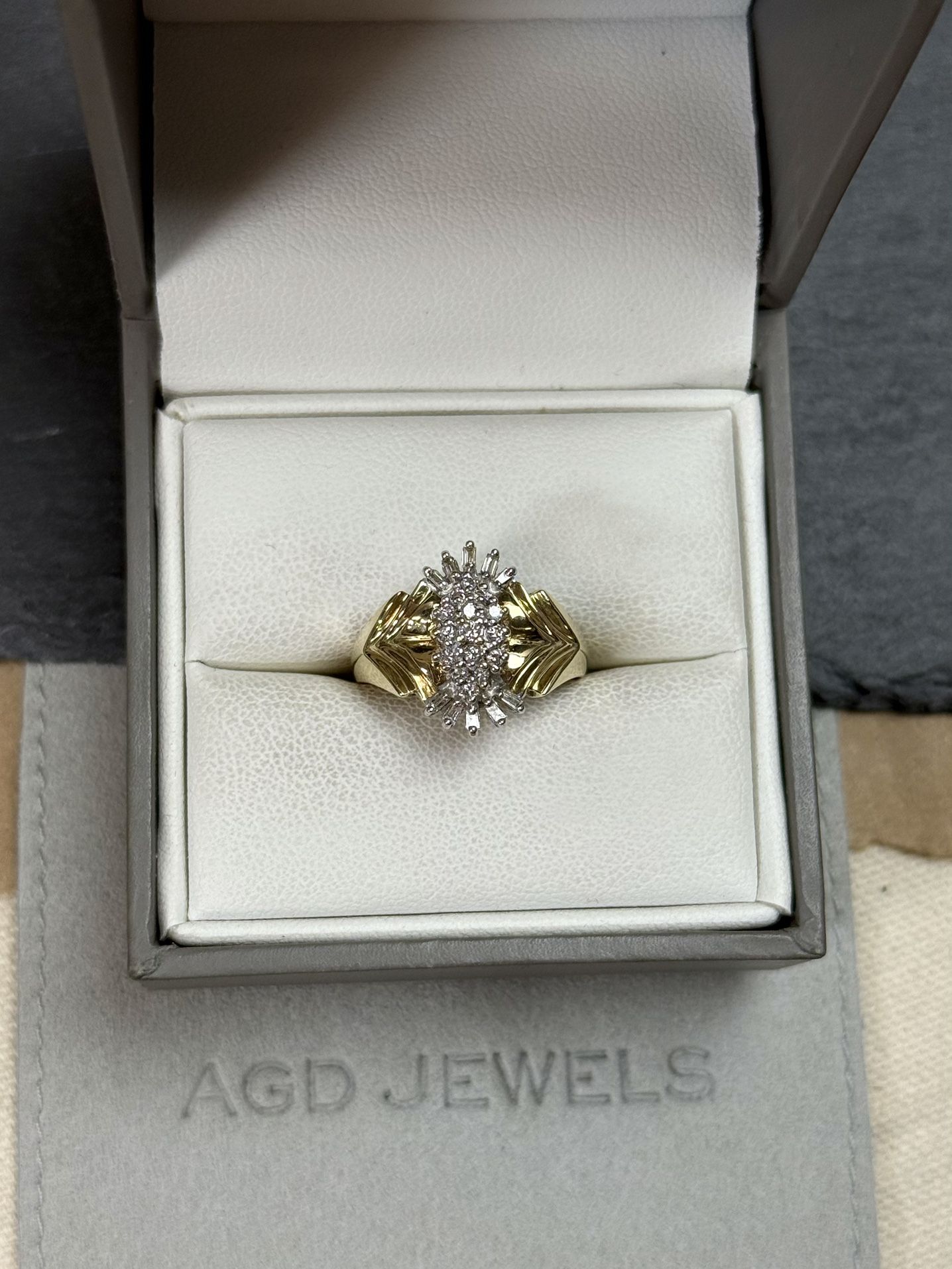 10k Yellow Gold Diamond Cluster Ring