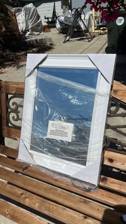White New Framed Wall Mirror -  beautiful - $25