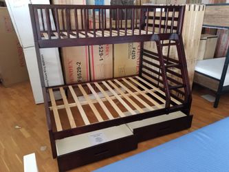 Twin over full bunk bed with storage