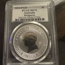 2024-P125 MS70 1oz. Australian Kangaroo Silver Dollar