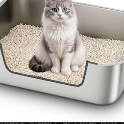 Stainless Steel Cat Litter Box with Low Entry