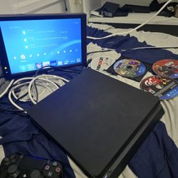 PS4 Slim 750GB With 5 Games, Controller, Cables