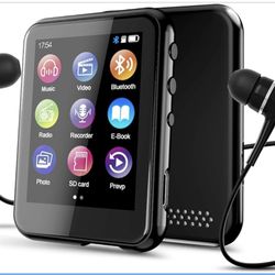 16GB MP3 Player with Bluetooth 5.3, QNGEE 2.4 inch Full Touchscreen Music MP3 for Kids, FM Radio, Voice Recorder, HiFi Sound, E-Book, Earphones Includ