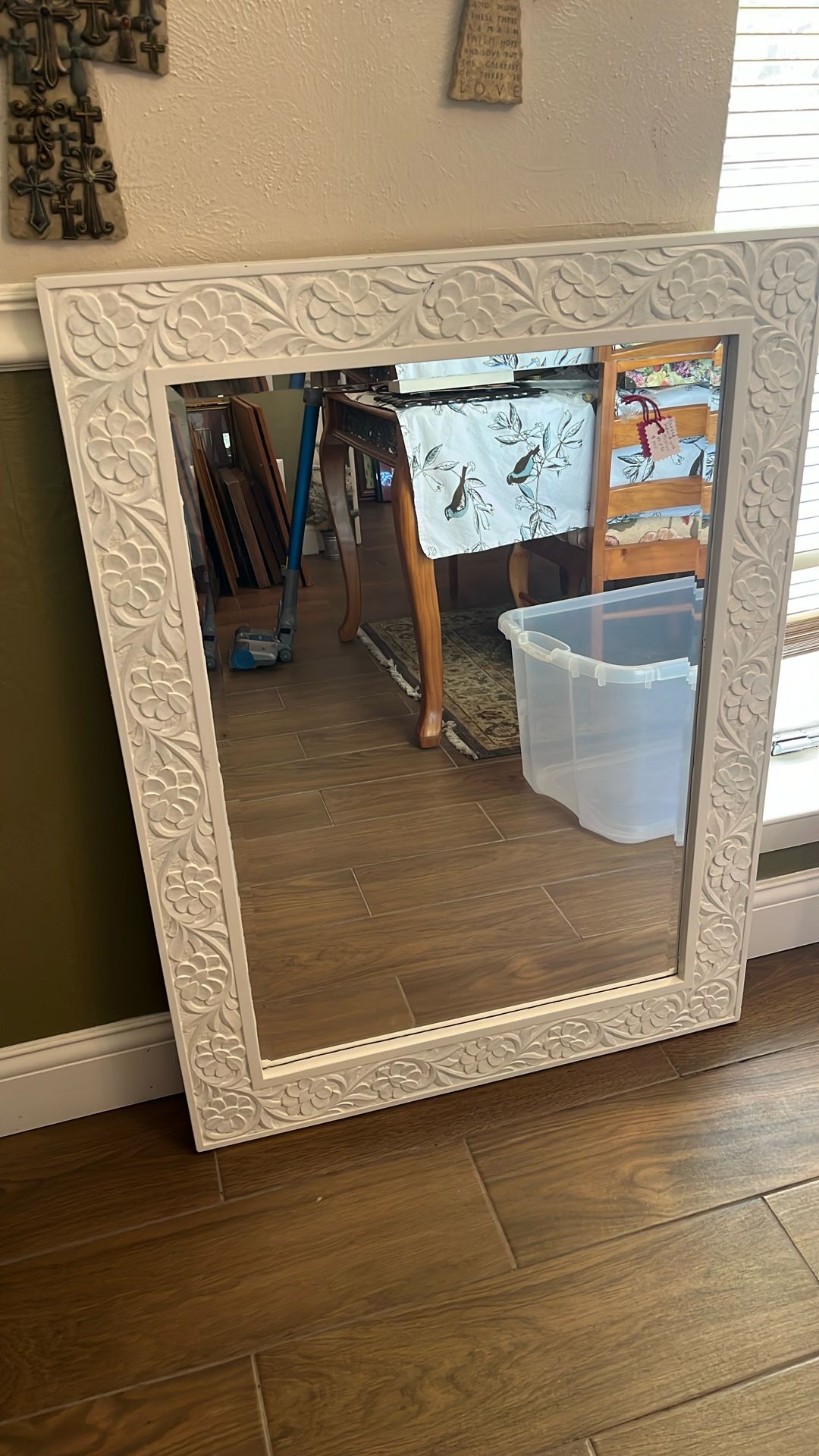 White Framed Mirror Great Condition
