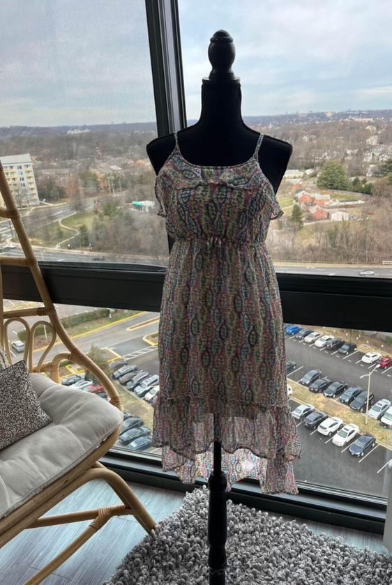 Girls Hi-Lo sundress multicolored and sheer size Large