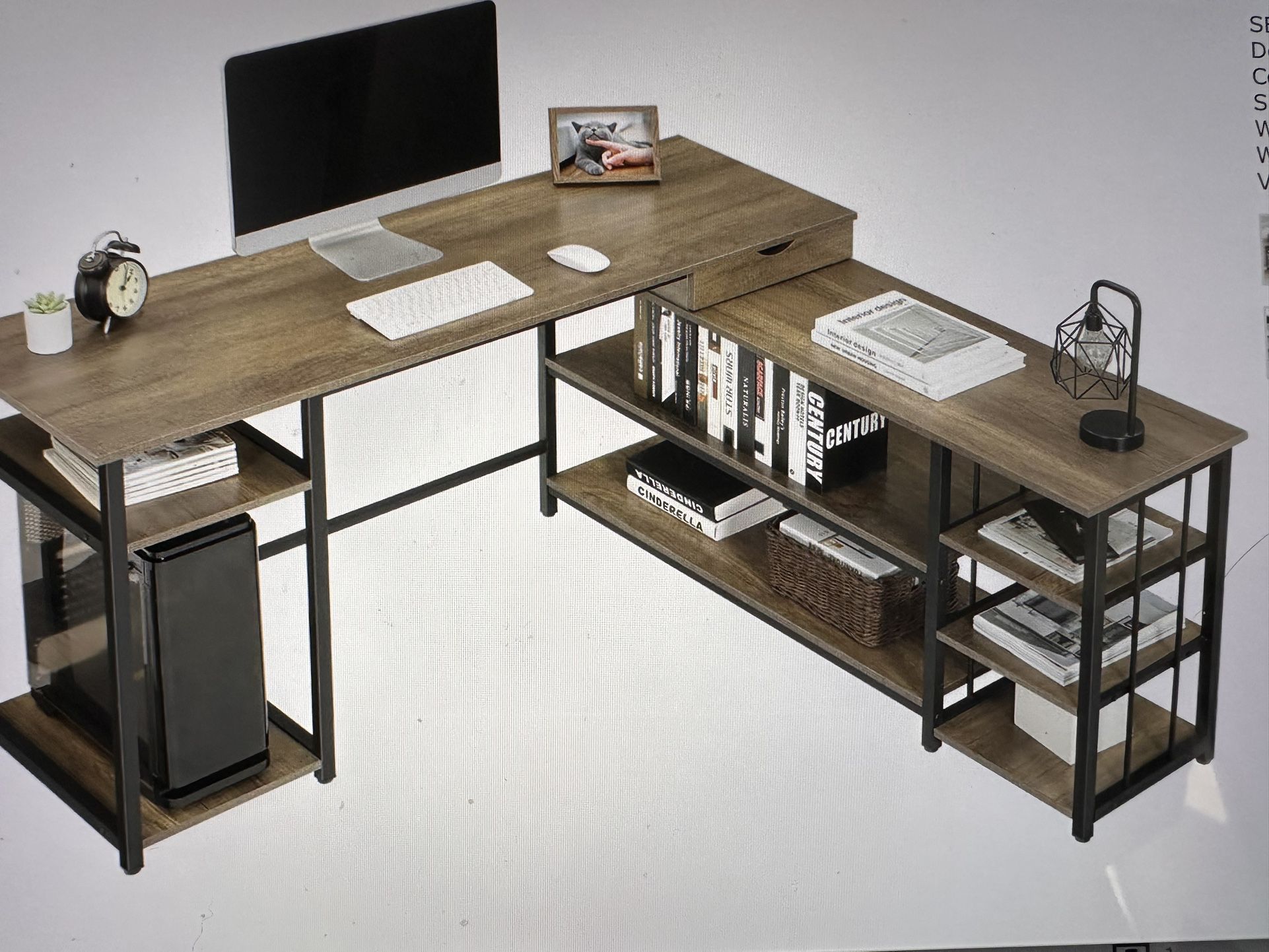 L Shaped Computer Desk With Storage Shelves 