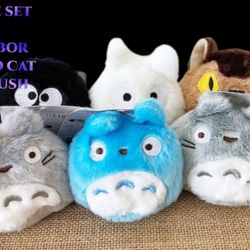 6-piece set My Neighbor Totoro Cat Bus Soot 8CM Plush Doll Figure Toy