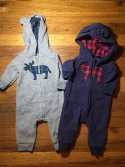 Baby boy lot of 2 carters one piece fleece size 3 months