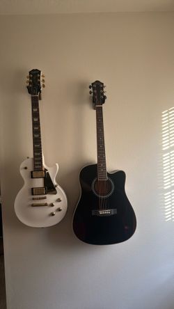 Les Paul Epiphone Studio and Acoustic Guitar and amp