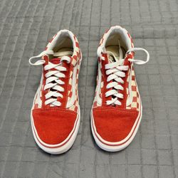 VANS Old Skool Red Checkerboard Sneakers