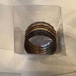 6 Rhinestone Stackable Bangle Bracelets 