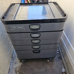 Craftsman metal toolbox on wheels, needs a top and some cleanup, sold AS-IS, no key