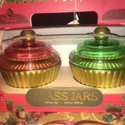 Brand New Set Of 2 Food Storage Glass Jars