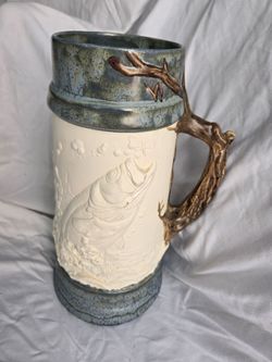 Large Bass Fish Ceramic Beer Stein