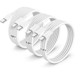 USB C to USB C Cable [3.3FT+6.6FT+10FT] 60W 3Pack,Type C Fast Charging Cable Compatible for iPhone 15/15 Pro/15 Pro Max/15 Plus,for Galaxy S23/S22,iPa