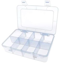 8-Grid Snack Box Container with Removable Dividers Plastic Organizer Box. (AD)