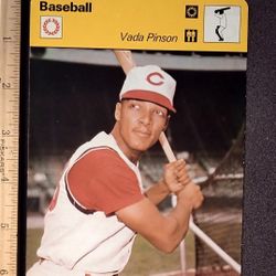 1978 Sportscaster Vada Pinson Cincinnati Reds Major League Nomad Baseball Photo Large Over-sized Card Collectible Vintage Italy MLB