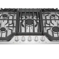 36 in. Gas Cooktop in Stainless Steel with 5-Burner Elements, including Quick Boil and Simmer Burner