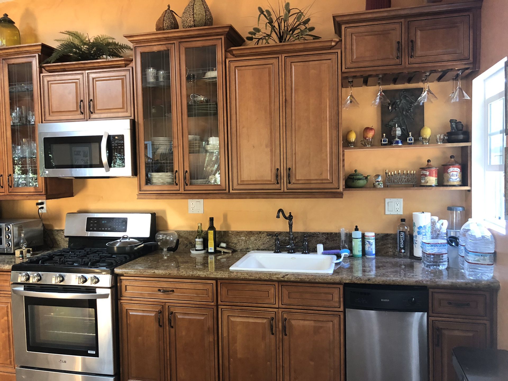 Like new kitchen cabinets, counter top, sink, faucet