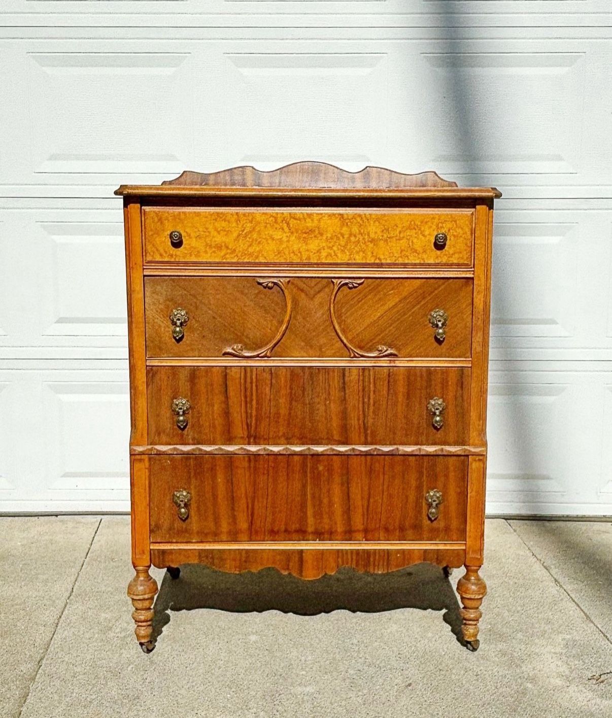 Beautifully  crafted Antique Vintage Tall Highboy dresser. 